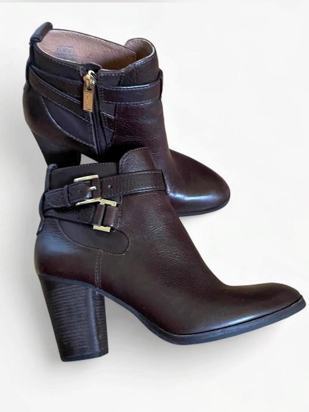 Louise et Cie Vianne Brown Leather Buckle Ankle Booties Size 6.5M